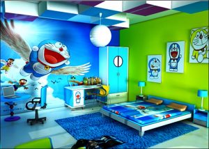 7 Gambar Wallpaper Dinding Kamar Tidur Anak Motif Doraemon